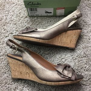 Clarks Fiddle Bow II Cork Slingback Sandals